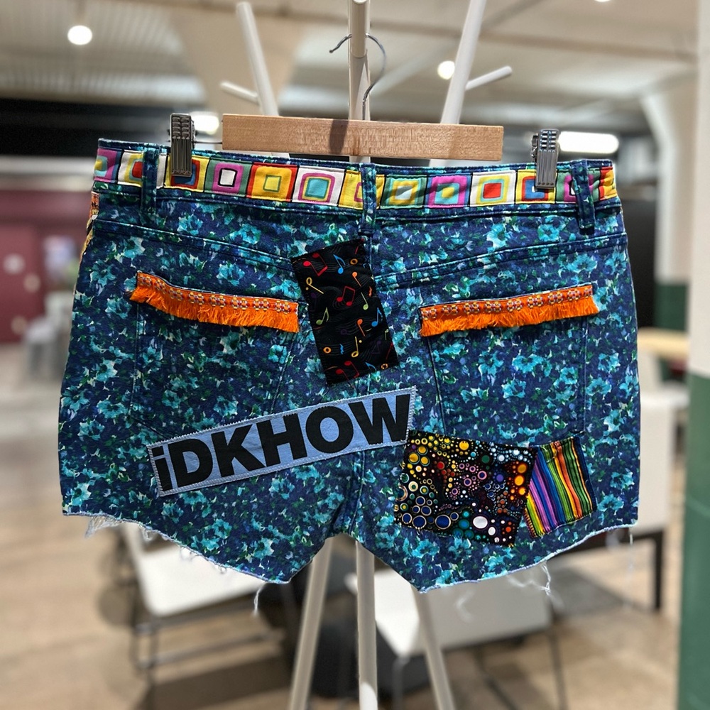 Idkhow Upcycled Custom Patchwork Collage Shorts 12 - image 2